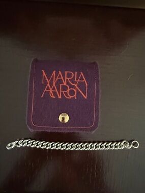 Marla Aaron Purple Jewelry Pouch with 7”Mini Mega Silver Bracelet